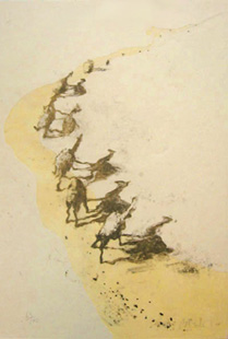 BARCELO : camels, lithograph