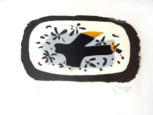 BRAQUE : oiseau octobre, lithograph