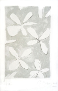 BRAQUE : fleurs blanches, lithograph