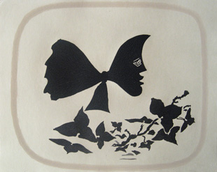 BRAQUE : tete papillon, etching
