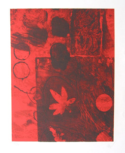 CLAVE : feuille rouge lithographie