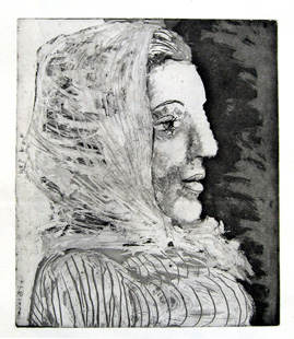 PICASSO : femme, etching
