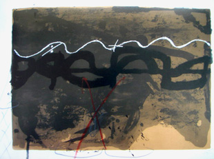 TAPIES : nocturn matinal 1, lithograph with drawing