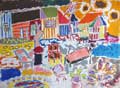 CHAZAL : jardin, gouache originale