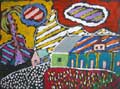 CHAZAL : village, gouache