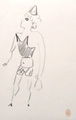 COCTEAU : scene de plage, dessin