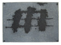 TAPIES : trois taches et  lignes noires