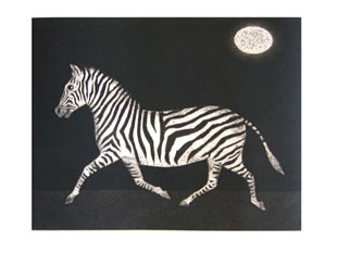 AVATI : zebre au clair de lune, aquatinte