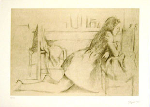 BALTHUS : portrait de jeune fille, lithographie