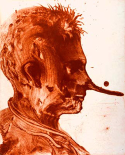 BARCELO : self portrait, etching