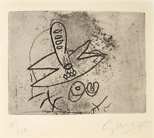 BRAQUE : nature morte-gravure