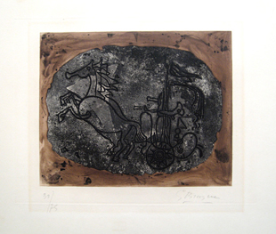 BRAQUE : char noir, etching