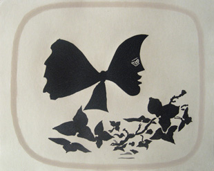 BRAQUE : tete papillon, gravure