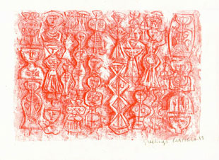 CAMPIGLI : Folla di donne, lithograph