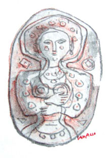 CAMPIGLI : Figura in un ovale, lithograph