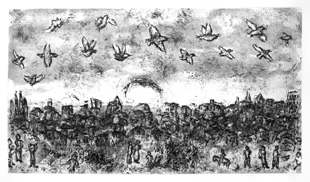 CHAGALL : sur la terre, etching