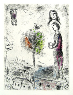 CHAGALL : couple, gravure