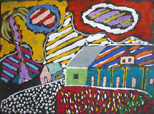 CHAZAL : village, gouache
