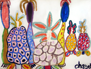 CHAZAL : ananas, gouache