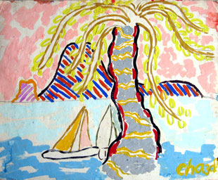 CHAZAL : paysage et bateaux