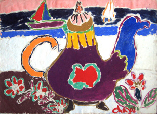 CHAZAL : theiere, gouache