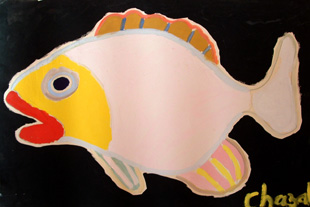 CHAZAL : poisson, gouache