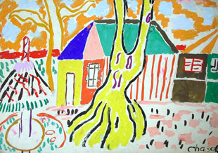 CHAZAL : arbre-chazal-gouache