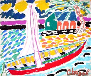 CHAZAL : bateau-chazal-gouache