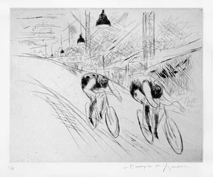 DE SEGONZAC : le sprint, etching