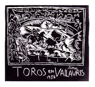 PICASSO : Toros Vallauris, linoleum
