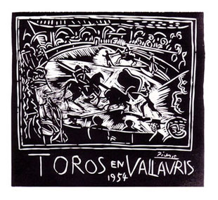 PICASSO : Toros en Vallauris, linocut