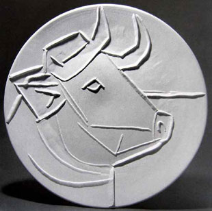 PICASSO : Tete de taureau, ceramic