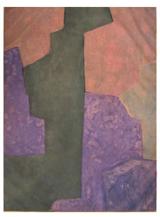 POLIAKOFF : Composition noire, bleue et mauve, 1964