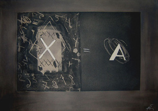 TAPIES : X -A, gravure originale