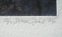 Détail de la signature d'Hayter pour la gravure Dérive